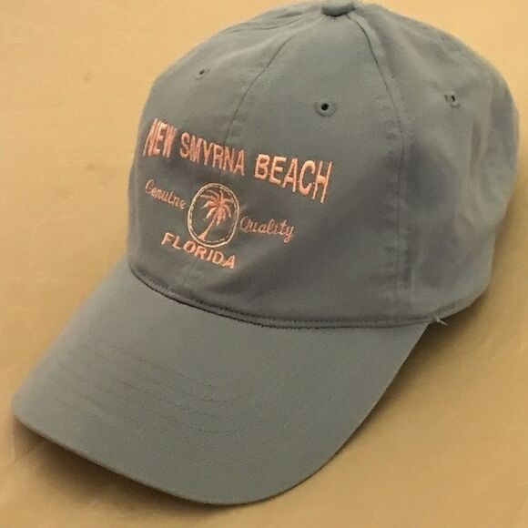 Women's New Smyrna Beach Florida Blue & Pink Palm Tree Hat - Picture 6 of 13